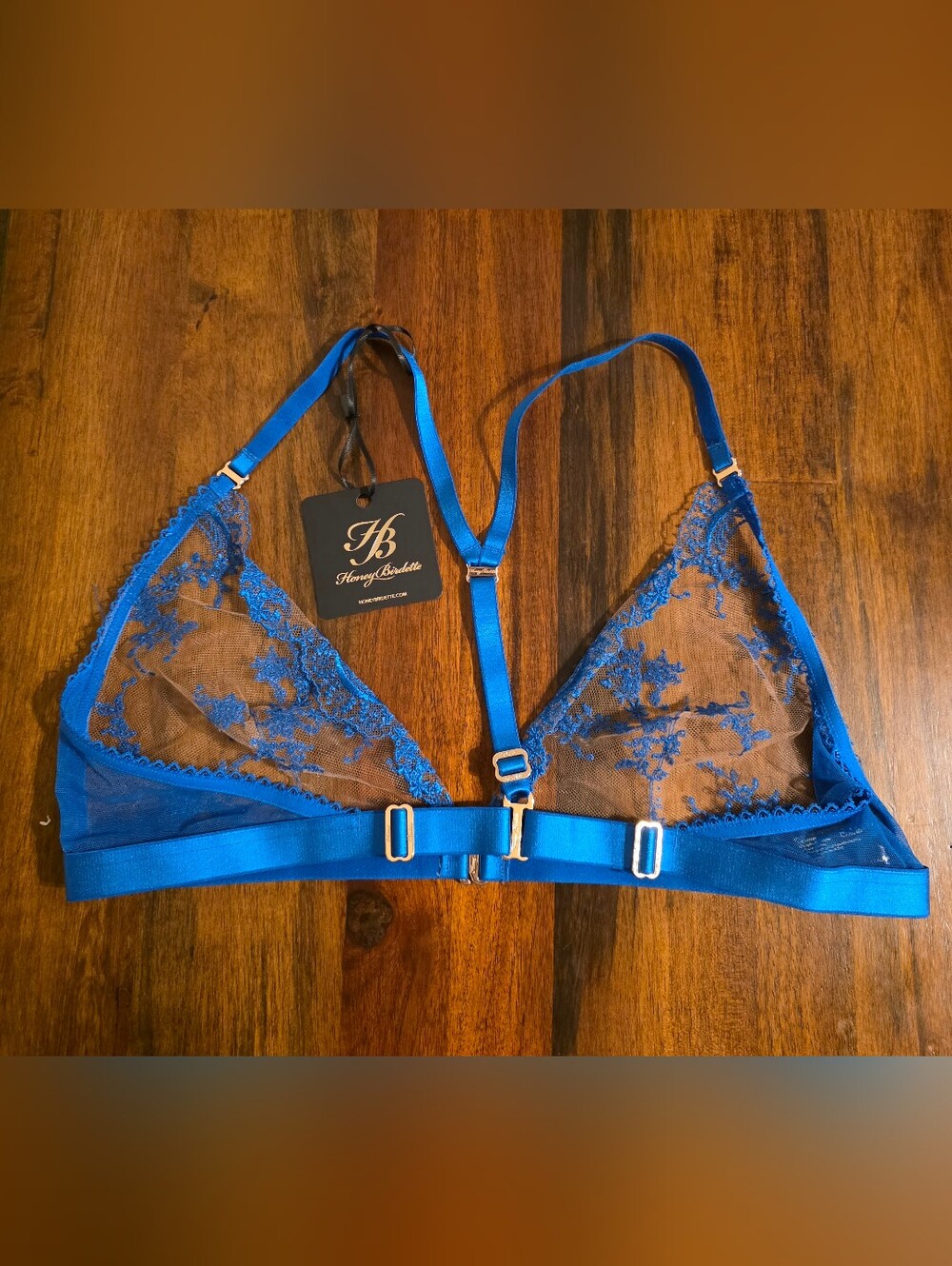 Honey Birdette Laura Bralette Tunis Blue XL NWT - Picture 4 of 4